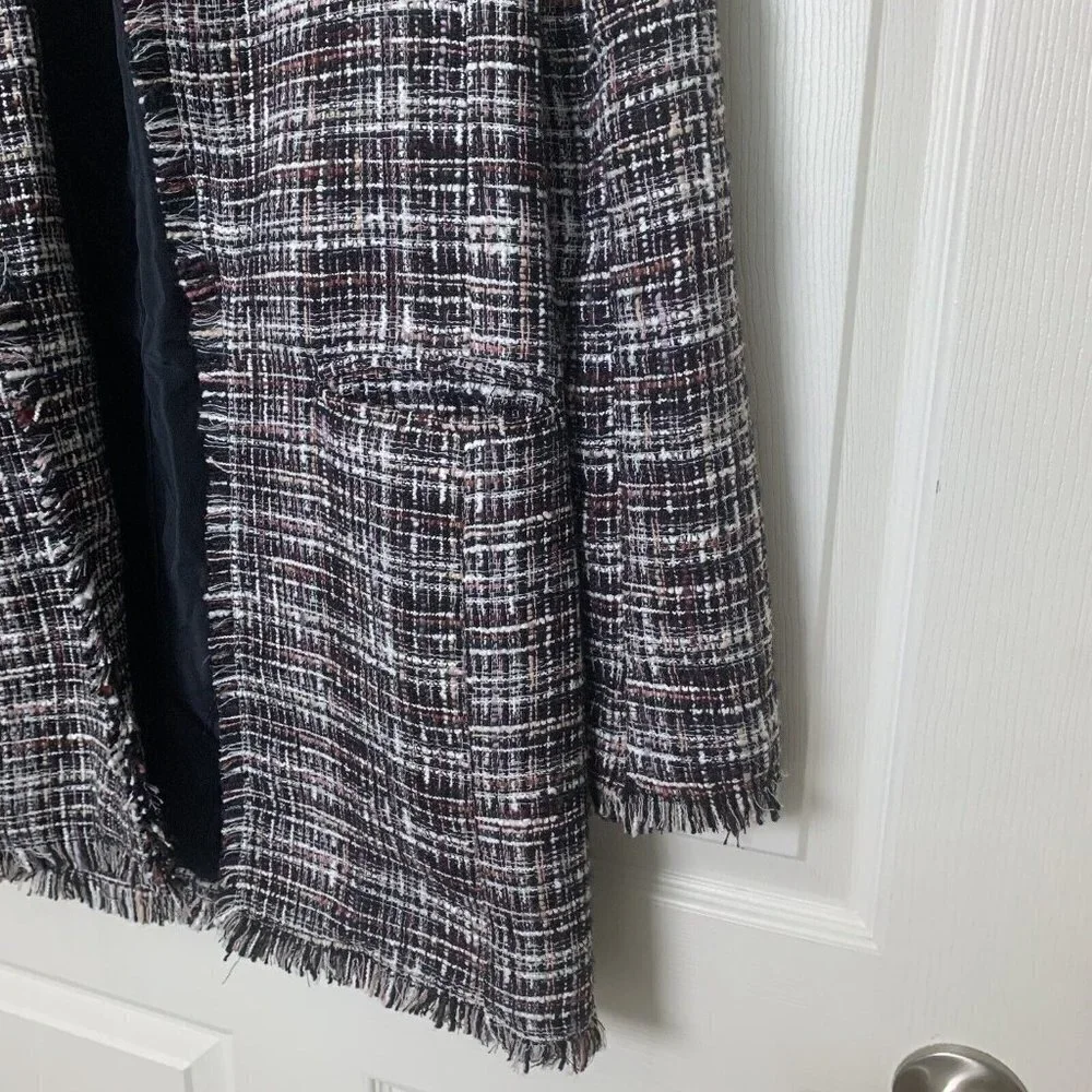 Carolina Belle Montreal Women's XS Tweed Fringe Open Front Blazer Jacket
